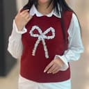 ست شومیز و ژیله بافت وارداتی کد 1015